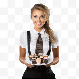 穿着服务员服装角色扮演游戏的糖