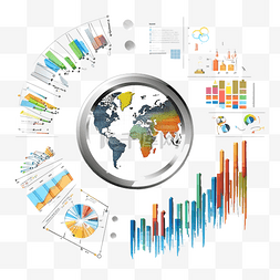 现代全球商业经济与信息图表和图