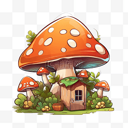 蘑菇屋纸箱插画png