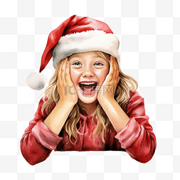 庆祝圣诞节的小女孩用手遮住眼睛