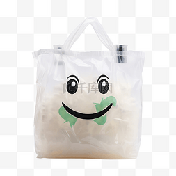 画展手提袋设计图片_卡通可爱塑料袋人物与回收符号