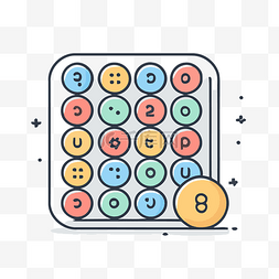 带彩色按钮的 8 个数字游戏 向量