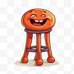 酒吧凳剪贴画快乐的橙色卡通人物