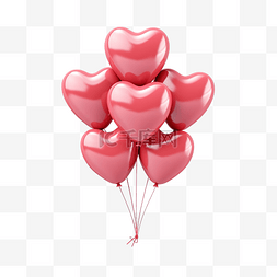 3d 渲染心形气球为母亲节隔离
