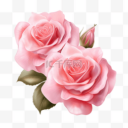粉红玫瑰花透明背景花卉对象