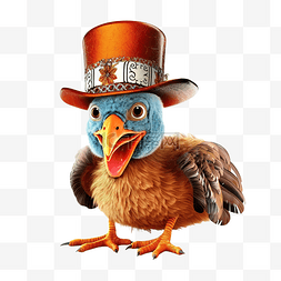 飞鸟图片_戴着帽子的自制火鸡鸟感恩节象征