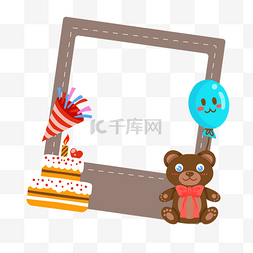生日相册元素图片_生日宝丽来相框小熊蛋糕