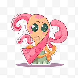 粉红色的章鱼图片_动画人物粉红色章鱼人物矢量图