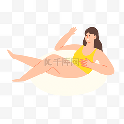 在游泳圈图片_躺在游泳圈的女孩