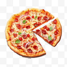 披萨的图片_香肠披萨意大利食品切片食谱png ai