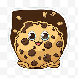 饼干贴纸图片_巧克力曲奇饼干贴纸与饼干微笑剪