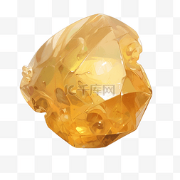 黄宝石图片_黄水晶宝石现实风格彩色PNG插图