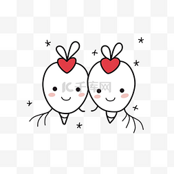 党员之心图片_线手绘两个可爱的快乐情人球花环