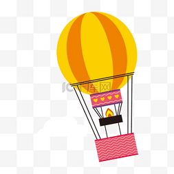 黄色卡通热气球图片_热气球白云黄色