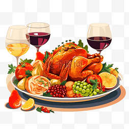 感恩节快乐餐桌菜肴菜单上食物的