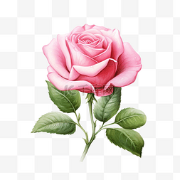 粉红浪漫花卉图片_画有叶子的粉红玫瑰花蕾，特写隔