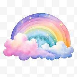 可爱的彩虹天空固定贴纸油画