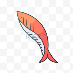 红色轮廓的细线小鱼 向量