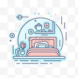 完美家居图片_床和咖啡壶的简单家居平面设计插