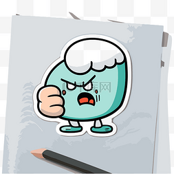 卡通愤怒的石头贴纸艺术 向量