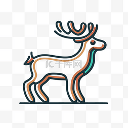 驯鹿矢量图片_用于数字设计的驯鹿矢量线平面布