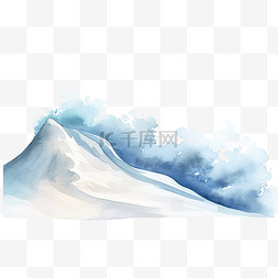 冬天飘雪的水彩插画