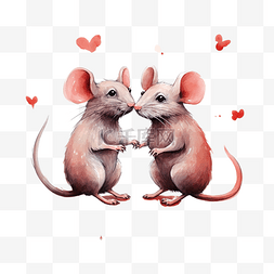 老鼠或恋爱中的老鼠情人节插画