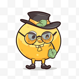 帽子图片_帽子和眼镜中的黄色水果矢量图剪