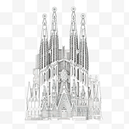 向加泰罗尼亚致敬图片_圣家族教堂地标前立面图的轮廓简