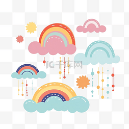 简约风格的彩虹和云彩插图
