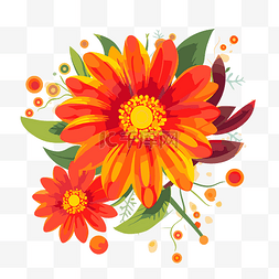 花png剪贴画红色和橙色的花朵以卡