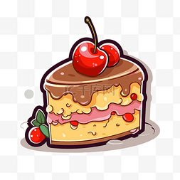 上面有樱桃的蛋糕的卡通插图 向