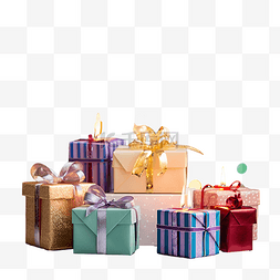 快乐有礼图片_一组色彩缤纷的圣诞礼品盒，里面