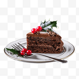 美食图片_美味的巧克力蛋糕放在碟子上，圣