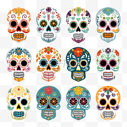 墨西哥图片_矢量 dia de los muertos 亡灵节或墨西