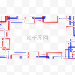 渐变几何红色图片_霓虹红蓝交错边框横图