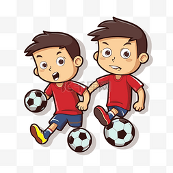 卡通小孩踢足球卡通 向量