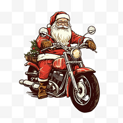 夏季圣诞节圣诞老人骑摩托车和圣