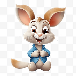 兔子人物眨眼和微笑有趣的复活节