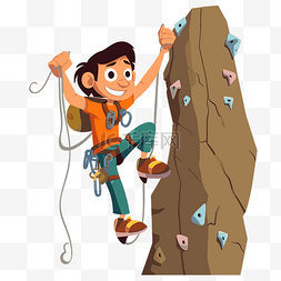 攀岩图图片_登山者剪贴画男孩在山上攀岩和抱