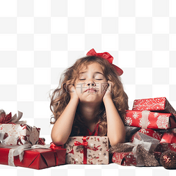 懒惰的人图片_庆祝圣诞节的小女孩厌倦了重复的
