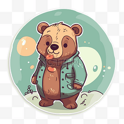 速卖通海报图片_穿着外套剪贴画的熊的卡通海报 