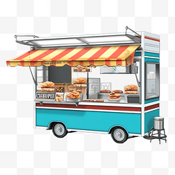 互联网图片_白色背景3d渲染png上的售货亭食品