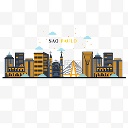 城市街道图片_城市天际线巴西圣保罗橙色深蓝色
