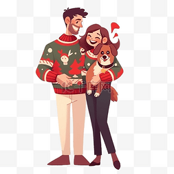 圣诞节图片_可爱快乐的年轻夫妇穿着圣诞毛衣