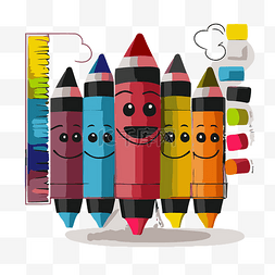 带有笑脸的铅笔是彩色的 向量