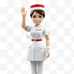 社区图片_3d 渲染护士插图与同理心手势