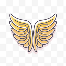 天使的翅膀金色标志模板 向量