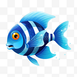 蓝色大海的鱼图片_水里的鱼插画蓝色大海png