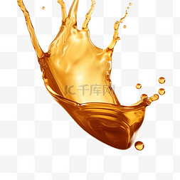 橄榄油蜂蜜飞溅与水滴 3D 渲染 png 